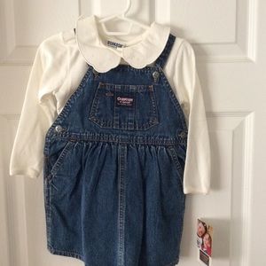 NWT Jean Dress Overalls White Collared T-shirt